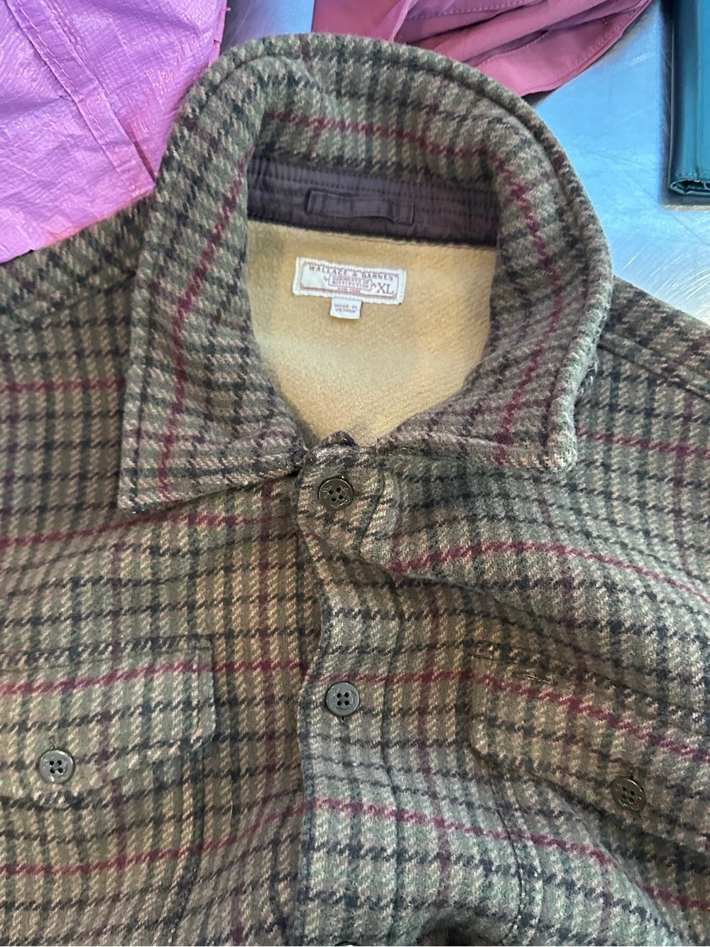NWOT J. Crew Wallace & Barnes Men's Wool Blend Shirt Jacket Brown Plaid XL